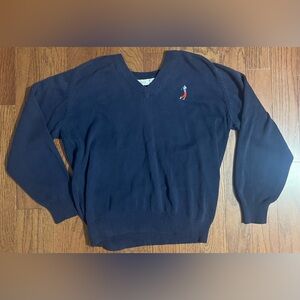 Men’s navy sweater with embroidered golfer XL